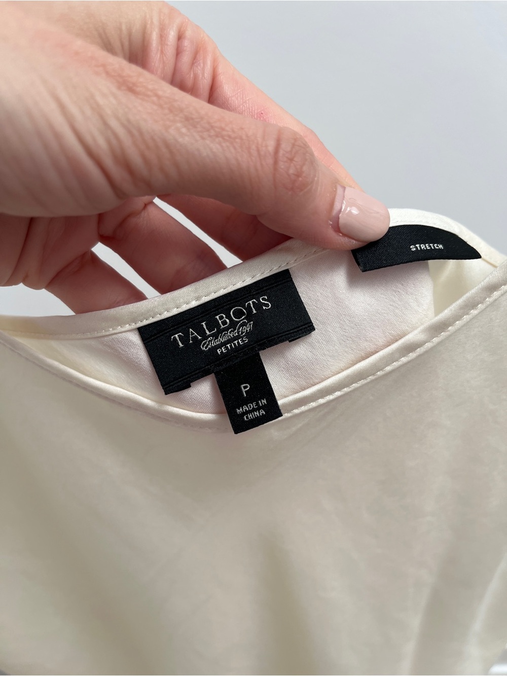 Cream stretch silk cami P petite camisole tank top timeless old money Talbots - Picture 5 of 9